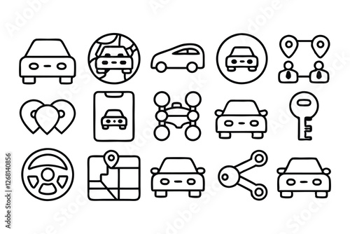 car rental and sharing concept editable stroke out