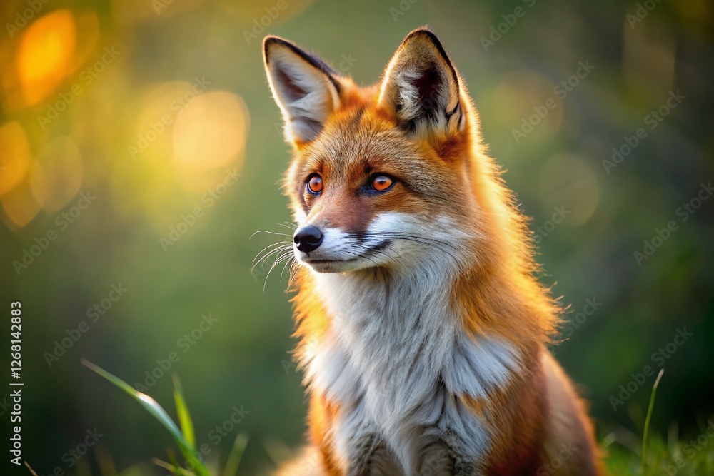 Obraz premium Alert Red Fox Portrait: Striking Wildlife Photography