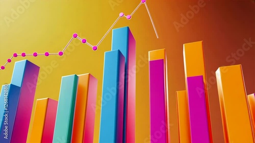 Colorful Data Visualization with Growing Bar Graph and Line Chart