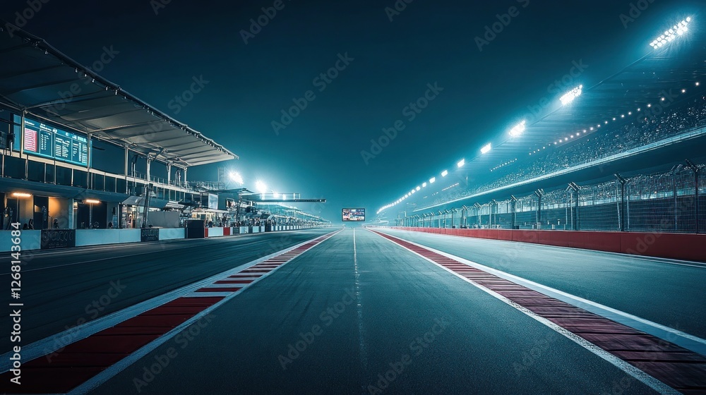 Nighttime view of an illuminated race track Nighttime view of an illuminated race track