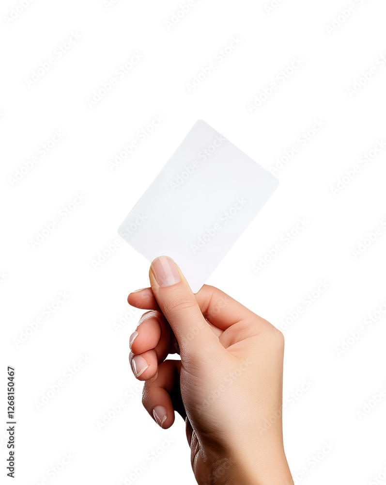 Female hand with a blank card isolated on white background. Female hand with a blank card isolated on white background.