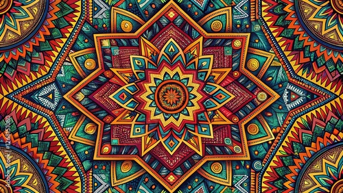 Wallpaper Mural Bold Ethnic Geometric Pattern: Abstract Hand-Drawn Contemporary Print Design for Fashion Torontodigital.ca