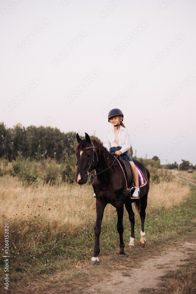 A Joyful Rider Reveling in a Peaceful Horseback Ride Surrounded by Natures Beauty A Joyful Rider Reveling in a Peaceful Horseback Ride Surrounded by Natures Beauty