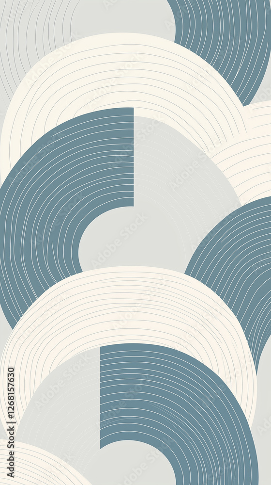 Background of light gray and blue concentric lines in half circles
