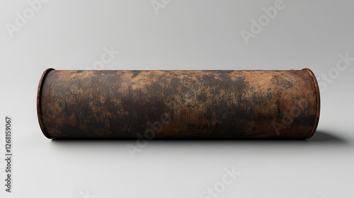 Rusty Pipe Industrial Object: Vintage Metal Cylinder with Weathered Surface for Rustic Decor and Industrial Design