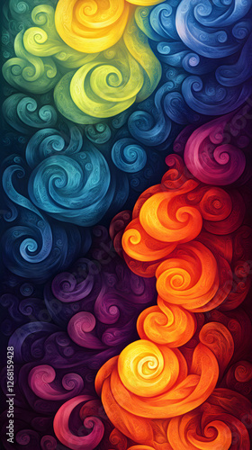 Colorful Abstract Art Digital Swirls: Modern Design with Vibrant Flowing Patterns