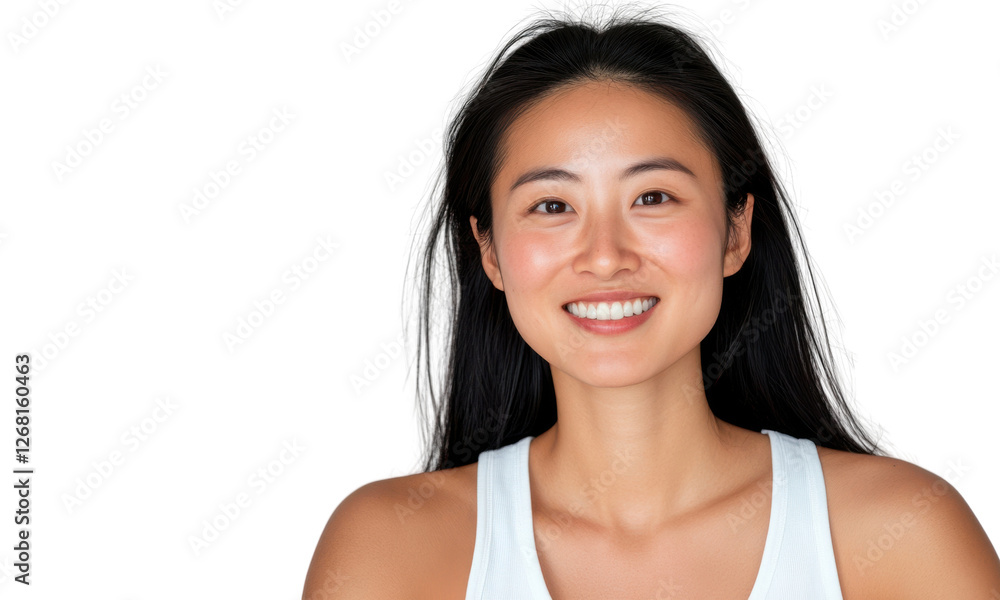 Smiling woman in a casual outfit against a neutral background Smiling woman in a casual outfit against a neutral background