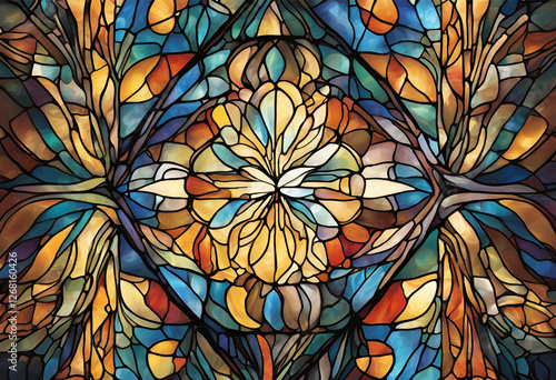 Wallpaper Mural multicolored stained glass surface with rich hues
 Torontodigital.ca