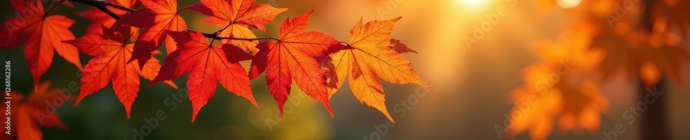 Vibrant red, orange, yellow maple leaves cluster on a branch , nature photography, sunlight, branch Vibrant red, orange, yellow maple leaves cluster on a branch , nature photography, sunlight, branch