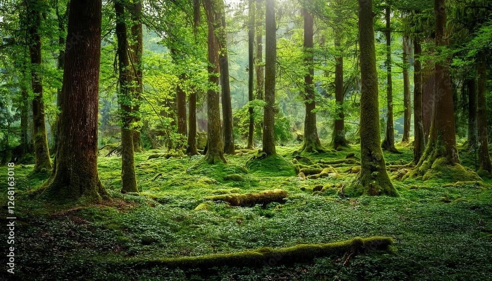 Fototapeta premium Natural Green Forest Background for Outdoor Nature Photography Shoots