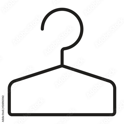 Clothes hanger single line icon, changing room sign, black editable stroke symbol, simple vector monochrome pictogram for a locker, cloakroom and wardrobe outline illustration