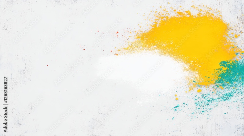 Fototapeta premium Abstract splashes of color on a textured white background.