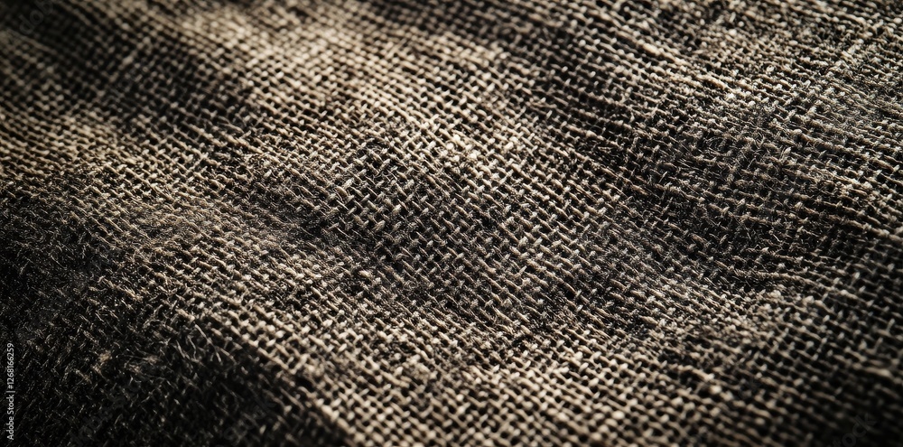 Fototapeta premium Rough textured burlap material is illuminated by a warm light