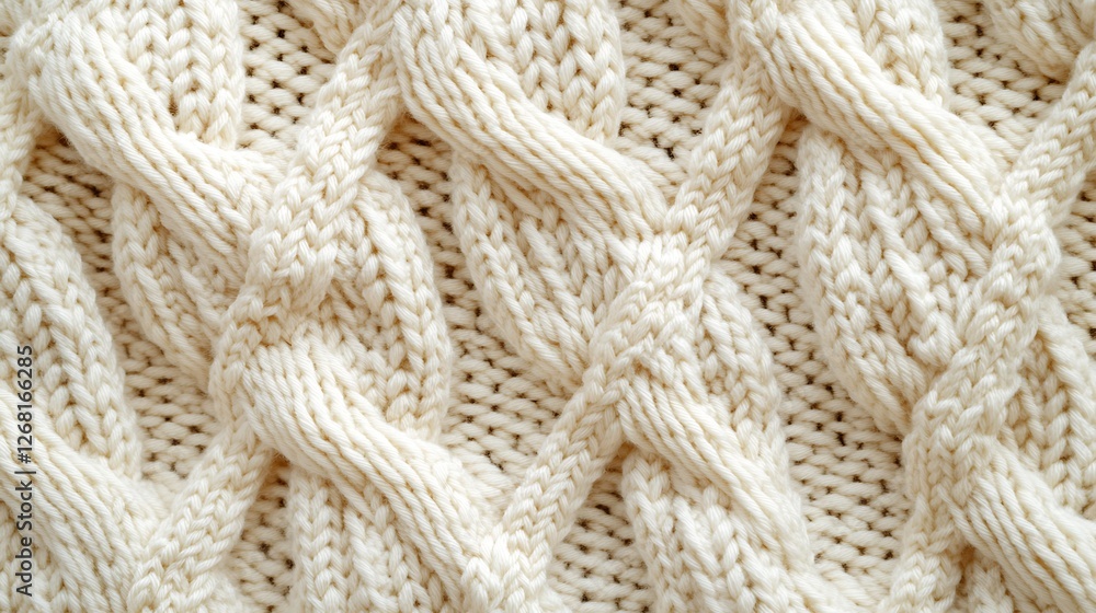 Crocheted knitting diamond pattern in a cream color, with a detailed texture of yarn and crochet stitches, Crocheted knitting diamond pattern in a cream color, with a detailed texture of yarn and crochet stitches,