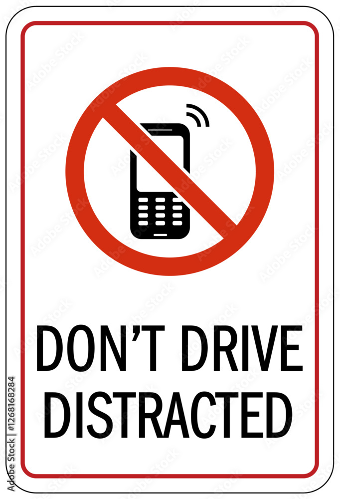 Naklejka premium No cellular phone allowed sign don't drive distracted