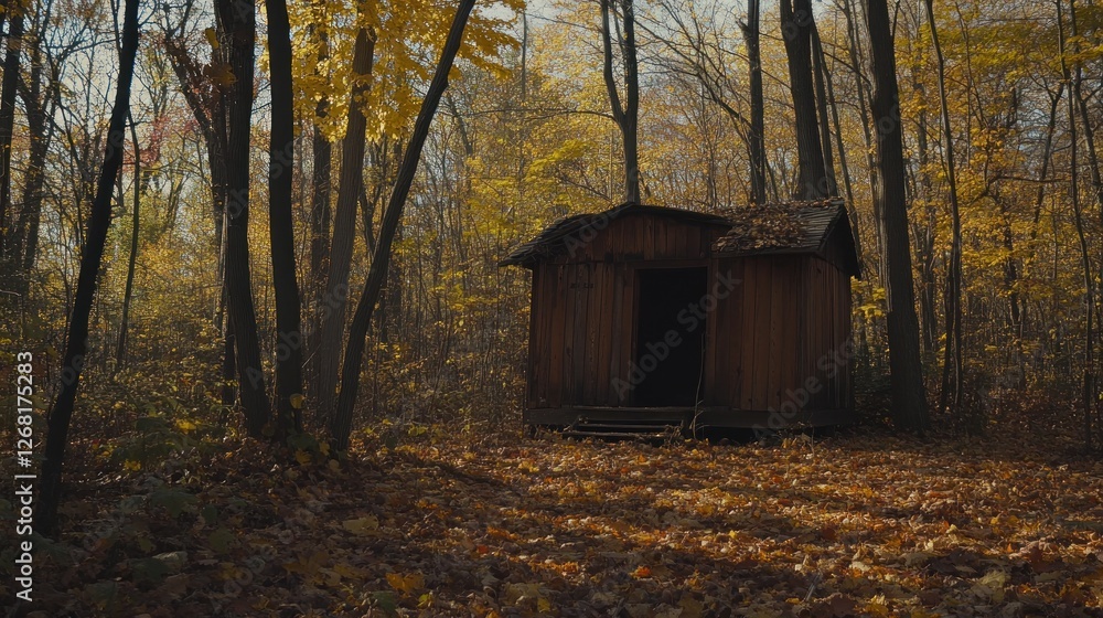 Rustic Wooden Cabin Autumn Forest Setting Rustic Wooden Cabin Autumn Forest Setting