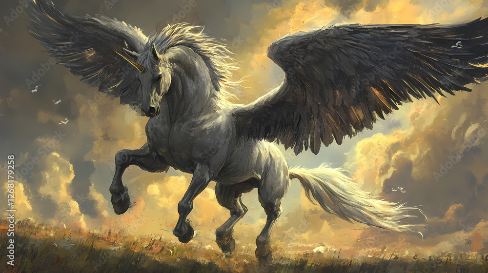 Fototapeta premium Pegasus illustration. Stormborne Pegasus. Illustration