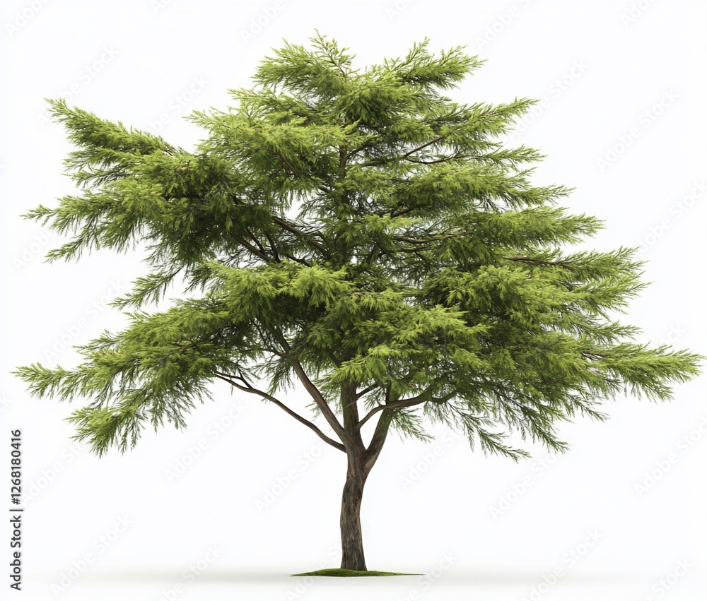 Obraz premium Lush green tree isolated on white background.