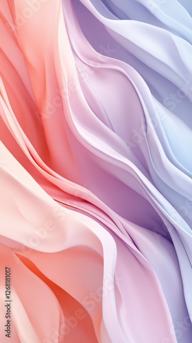Abstract pastel pink and purple flowing fabric waves background texture.
