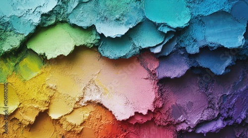 Textured colorful gradient surface of layered powder or paint