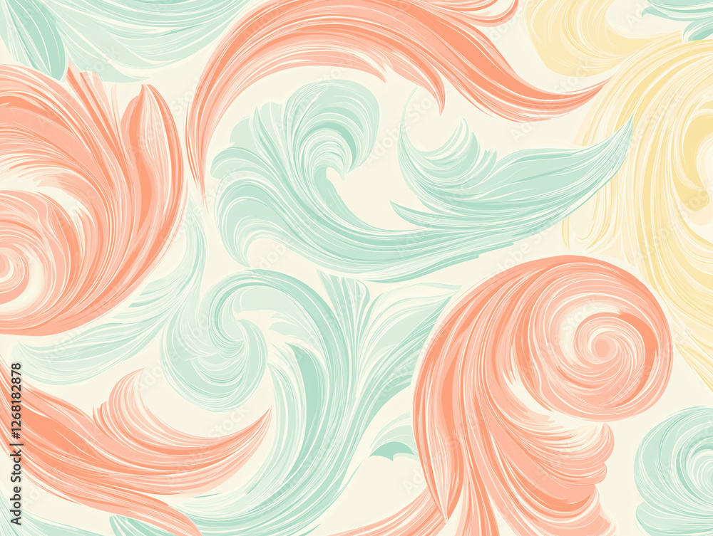 A seamless pattern of abstract swirl shapes in vibrant hues creates uniquely modern decorative art A seamless pattern of abstract swirl shapes in vibrant hues creates uniquely modern decorative art