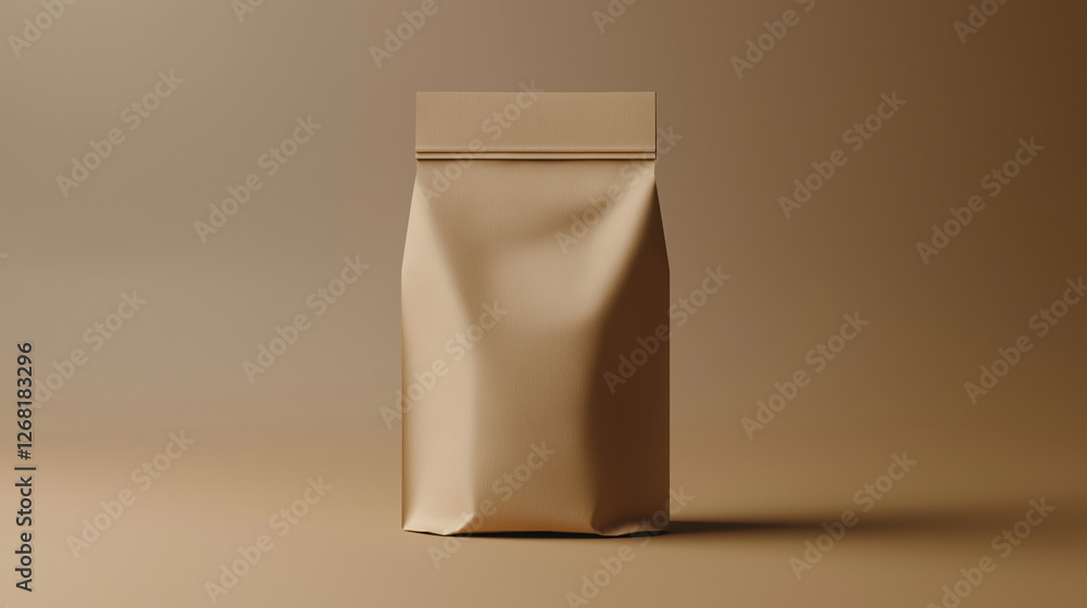 The beige coffee bag mockup showcases a sleek, modern design perfect for premium coffee branding isolated on beige background The beige coffee bag mockup showcases a sleek, modern design perfect for premium coffee branding isolated on beige background