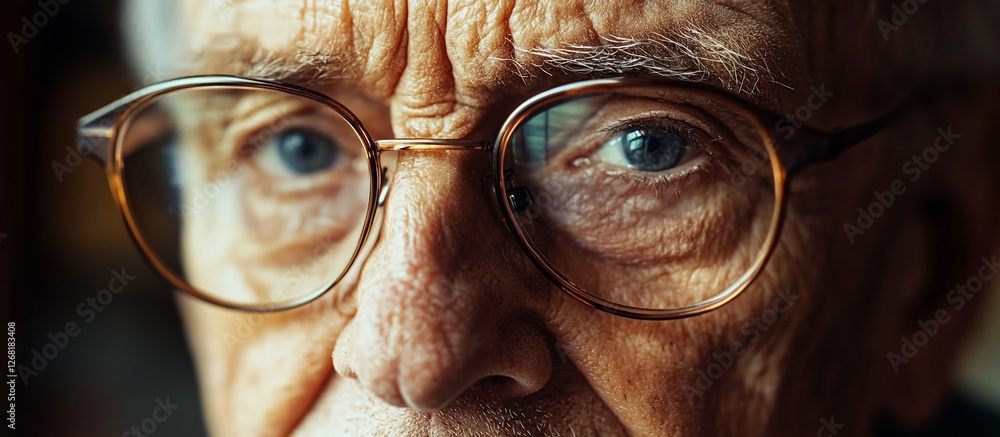 Close-up portrait of an elderly man with glasses, showing wrinkles and age. Close-up portrait of an elderly man with glasses, showing wrinkles and age.