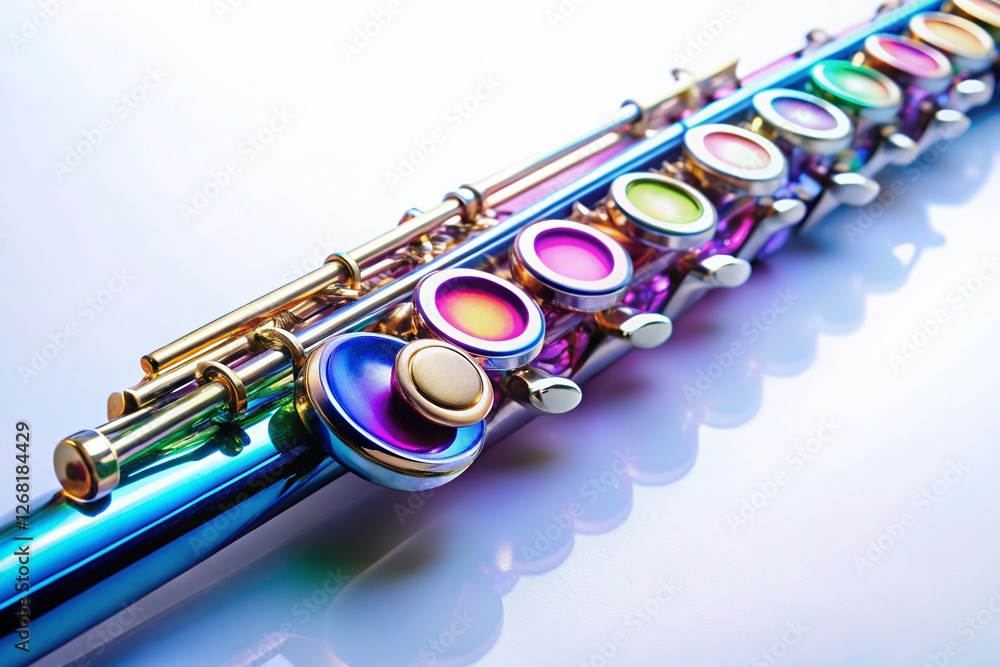 Fototapeta premium Elegant Flute on White Background: Musical Instrument Stock Photo