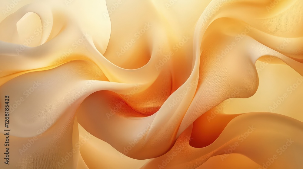 Obraz premium Elegant golden abstract background with flowing, organic fabric waves