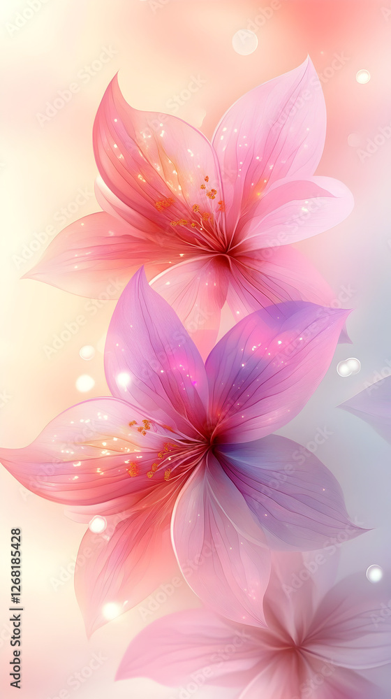 Fototapeta premium Vibrant Pink Blossom Wallpaper - Delicate Floral Background for a Dreamy Springtime Aesthetic