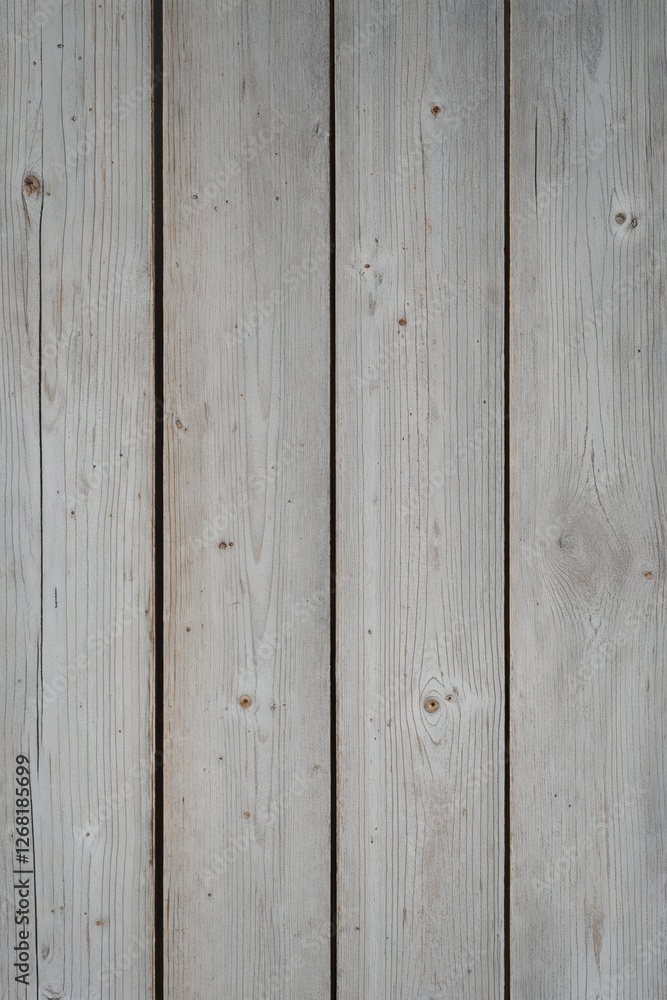 Naklejka premium a wooden surface, showcasing a vertical layout of four wide planks. The wood has a weathered and rustic appearance, with a predominantly light gray color, interspersed with subtle variations in tone. 