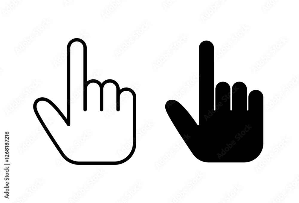 Hand Cursor Icon Set. Hand Cursor Vector Icon in line style design. Click Symbol. Hand Cursor Icon Set. Hand Cursor Vector Icon in line style design. Click Symbol.