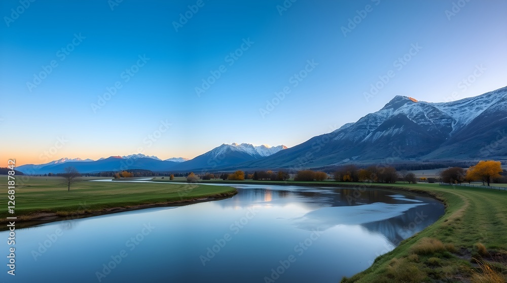 Stunning landscape photograph capturing a serene mountain scen Stunning landscape photograph capturing a serene mountain scen