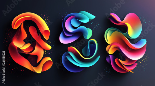 Colorful abstract fluid shapes on dark background