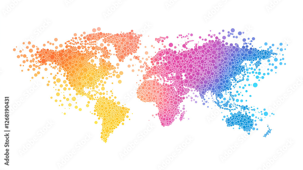Fototapeta premium colorful map of world dots illsuratation.ai generative