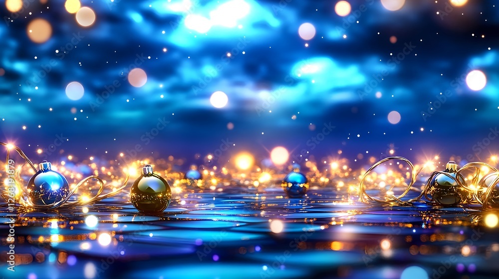 Naklejka premium Sparkling Christmas Ornaments & Lights - Abstract backgrounds