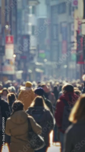 Wallpaper Mural Many people walking in the city, shopping on a high street in winter, busy people, slow motion, vertical video Torontodigital.ca