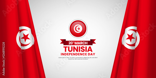 Tunisia independence day with 3d flag on white background template for banner, greeting card, flyer