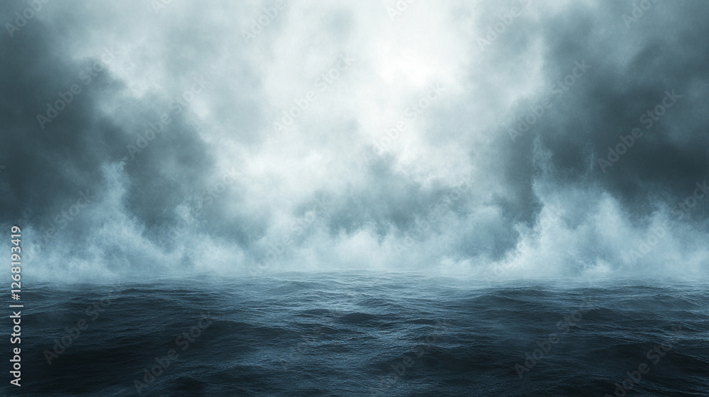 A dramatic scene of a stormy sea with dark clouds filling the sky, creating a sense of chaos. The blurred modern sea and bright tone in the background evoke tension and uncertainty A dramatic scene of a stormy sea with dark clouds filling the sky, creating a sense of chaos. The blurred modern sea and bright tone in the background evoke tension and uncertainty