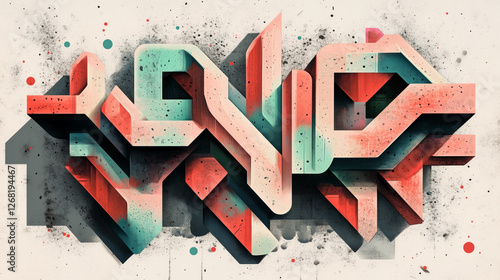 Colorful abstract geometric forms with urban graffiti aesthetic