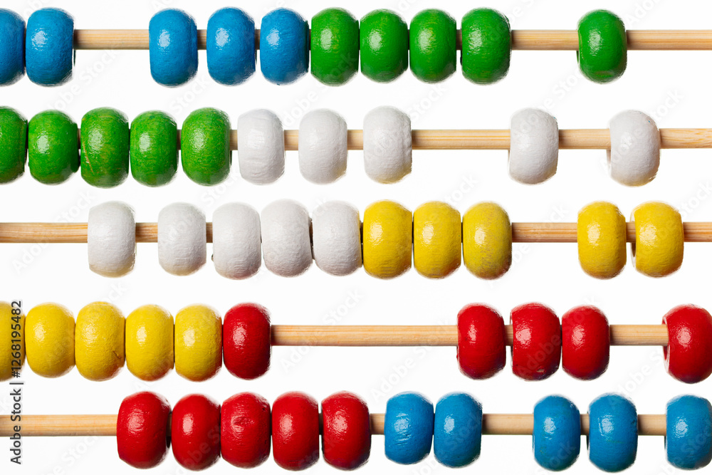 Close-up of an abacus with colorful wooden beads on a white background. Concept image for education, elections, calculations, and business analytics.
Close-up of an abacus with colorful wooden beads on a white background. Concept image for education, elections, calculations, and business analytics.
