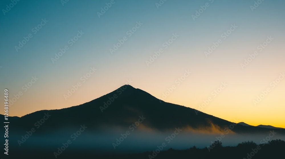 Silhouette of a mountain peak at dawn Silhouette of a mountain peak at dawn