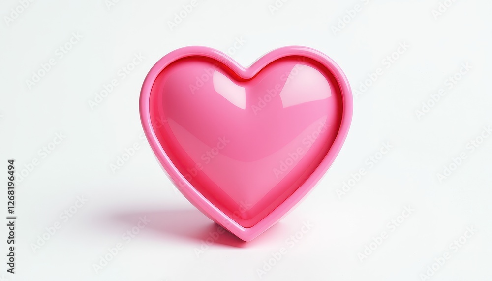 Vivid Pink Heart on Pure White Background: A Contrast of Colors. A glossy pink heart on a white background. Vivid Pink Heart on Pure White Background: A Contrast of Colors. A glossy pink heart on a white background.