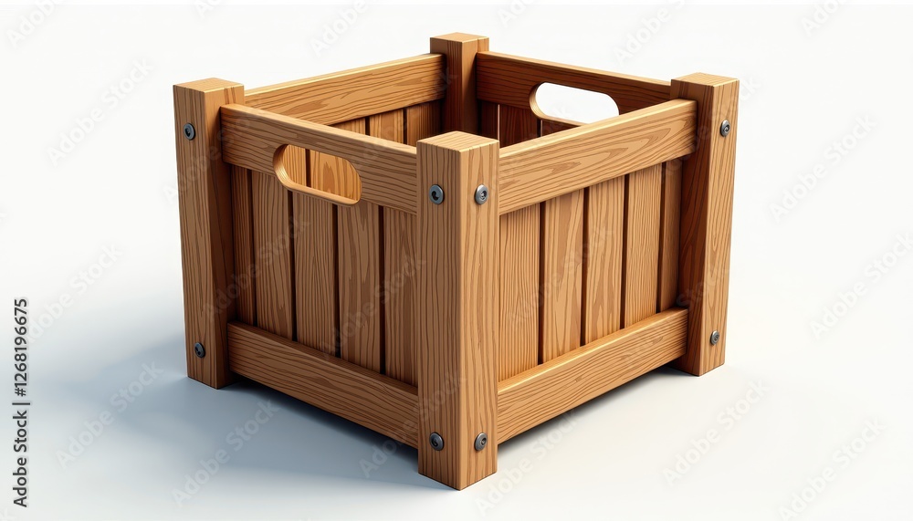 3D Rendered Wooden Crate on Perfect White Background Realistic Detailing. A wooden crate on a white background. 3D Rendered Wooden Crate on Perfect White Background Realistic Detailing. A wooden crate on a white background.