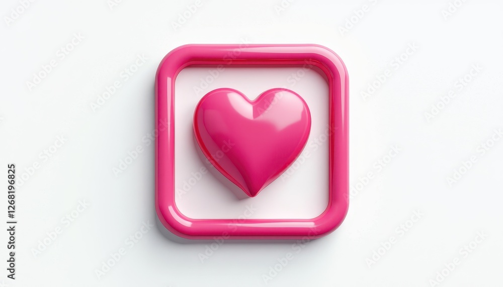 Glossy Pink Heart Icon on Stunning White Background. A pink heart icon on a white background. Glossy Pink Heart Icon on Stunning White Background. A pink heart icon on a white background.