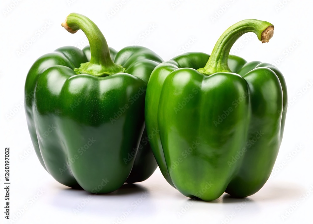 Fresh Green Bell Peppers, Isolated on White Background - Silhouette PNG Fresh Green Bell Peppers, Isolated on White Background - Silhouette PNG