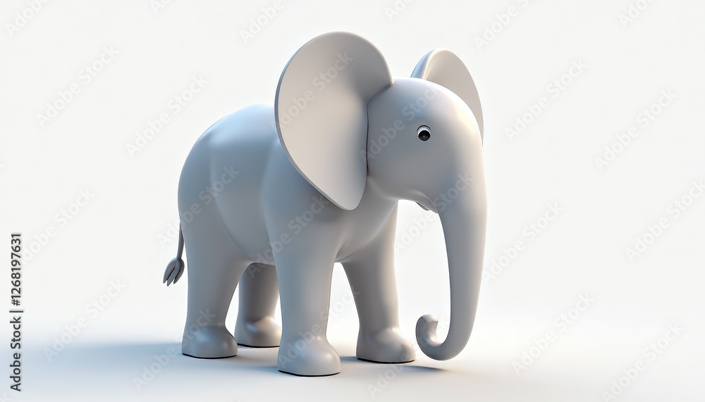 HighResolution 3D White Elephant Image for on White Background. A 3D rendering of an elephant standing on a white surface. HighResolution 3D White Elephant Image for on White Background. A 3D rendering of an elephant standing on a white surface.