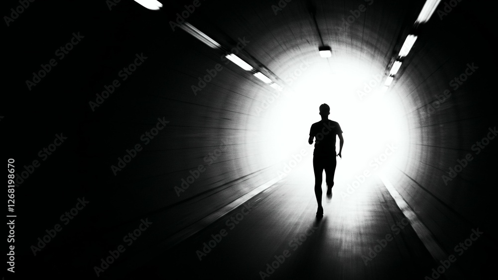 Running Towards the Light in Tunnel Running Towards the Light in Tunnel