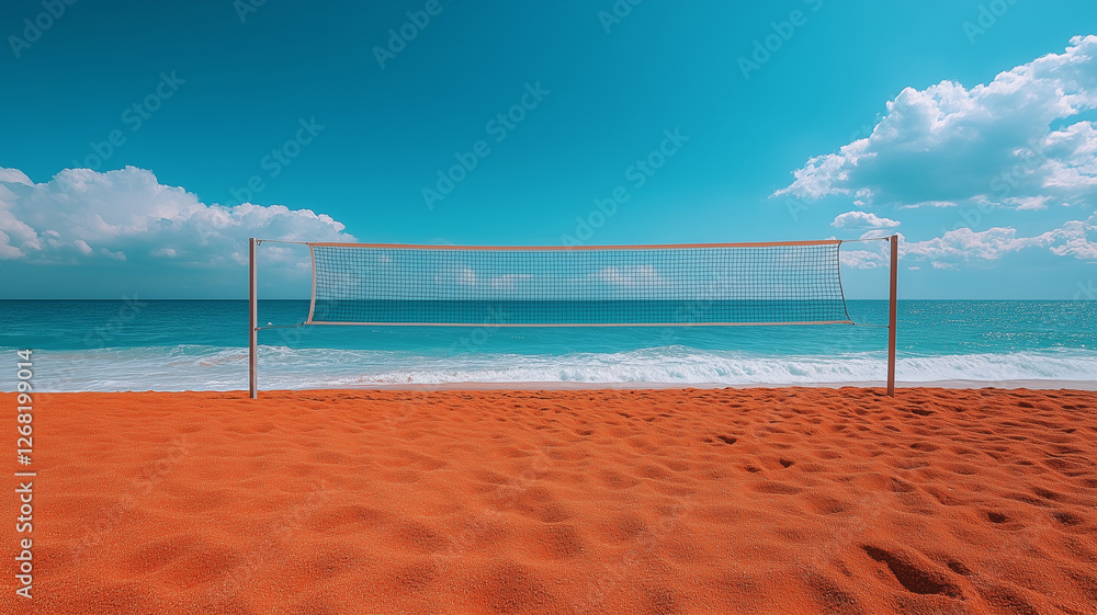 Volleyball net on the beach against the blue sky Volleyball net on the beach against the blue sky