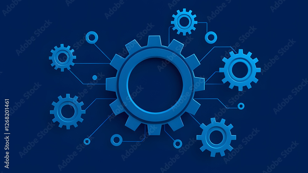 A blue gears abstract background illustrates teamwork in mechanical engineering A blue gears abstract background illustrates teamwork in mechanical engineering